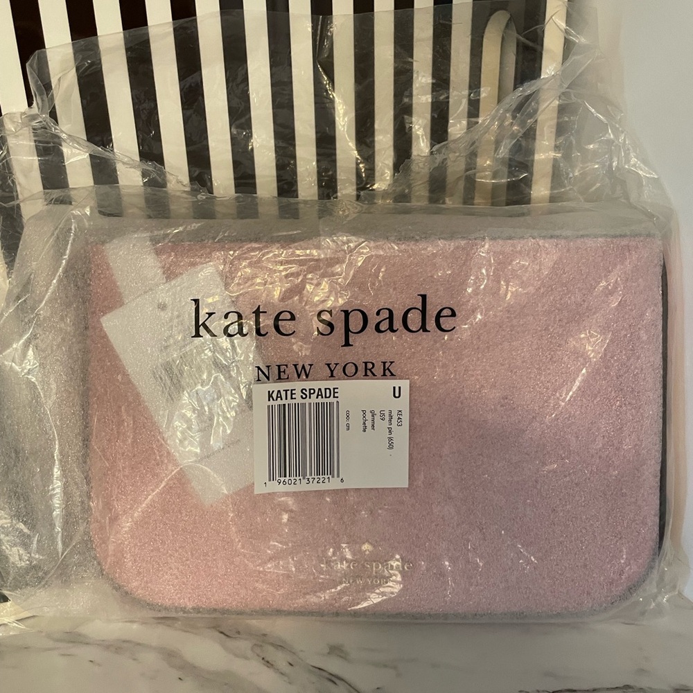 Kate Spade NWT Pink Sparkle Glimmer Clutch Pochette - Picture 6 of 8